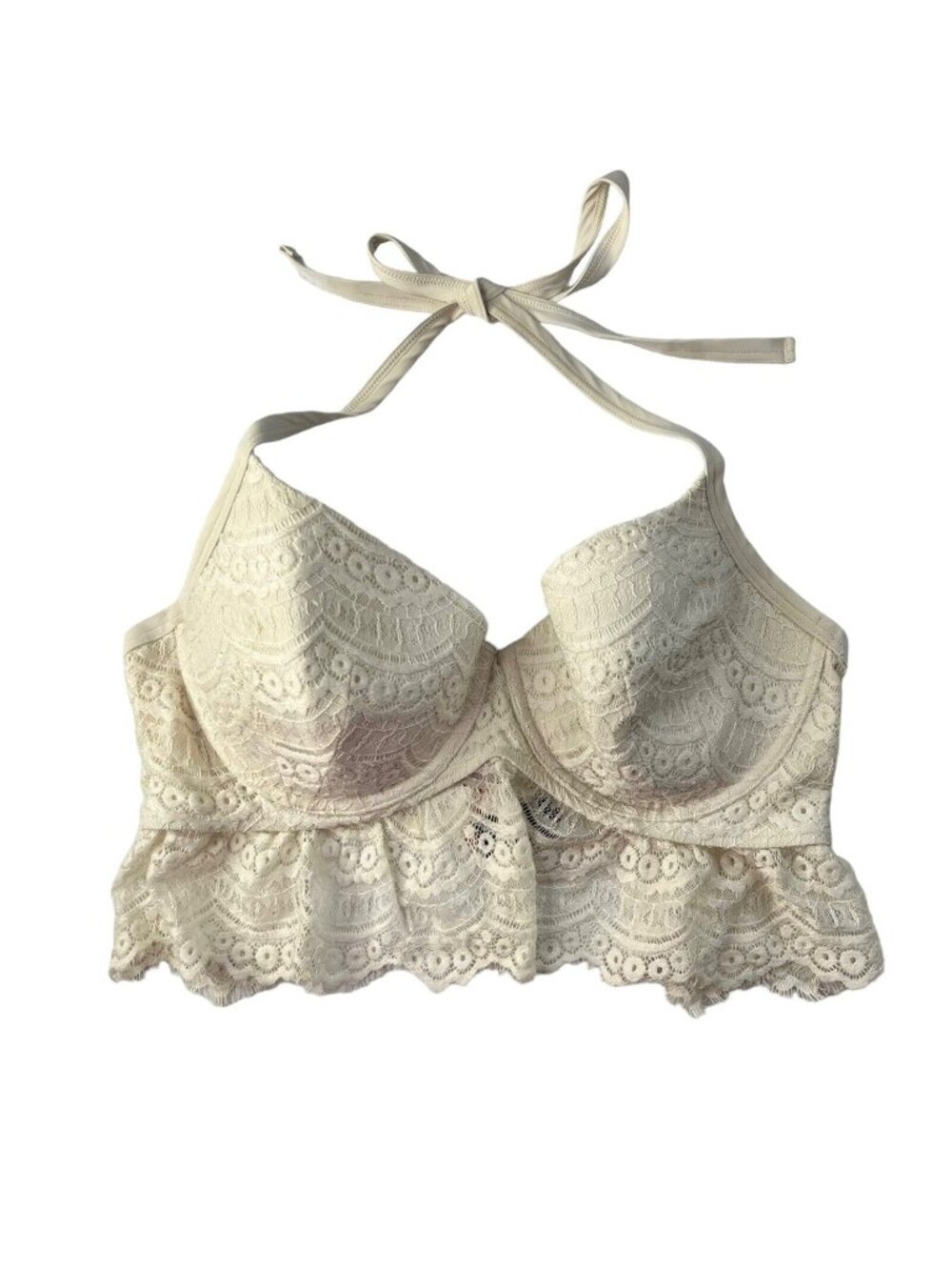 Smart and Sexy Halter Top Womens Cream Size 40D Lace Summer